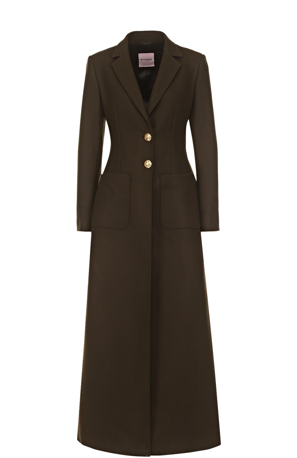 Однобортное приталенное пальто из смеси шерсти и кашемира Palm Angels